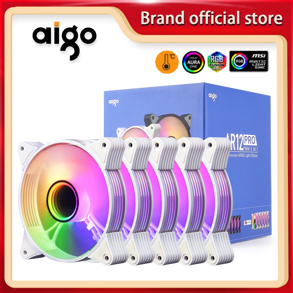 Aigo AR12PRO biały wentylator do obudowy komputera ventoinha PC 120mm wentylator rgb 4pin wentylator chłodzący PWM 3pin5v nieograniczona przestrzeń argb 12cm ventilador 1 Aigo AR12PRO biały wentylator do obudowy komputera ventoinha PC 120mm wentylator rgb 4pin wentylator chłodzący PWM 3pin5v nieograniczona przestrzeń argb 12cm ventilador 1