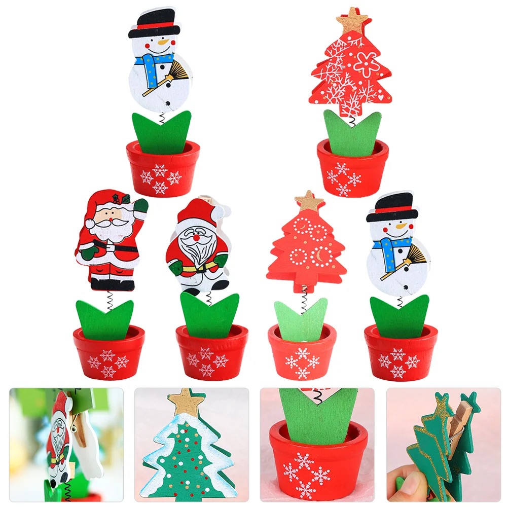 

6pcs Xmas Clip Decorative Clip Christmas Photo Clip for Decor