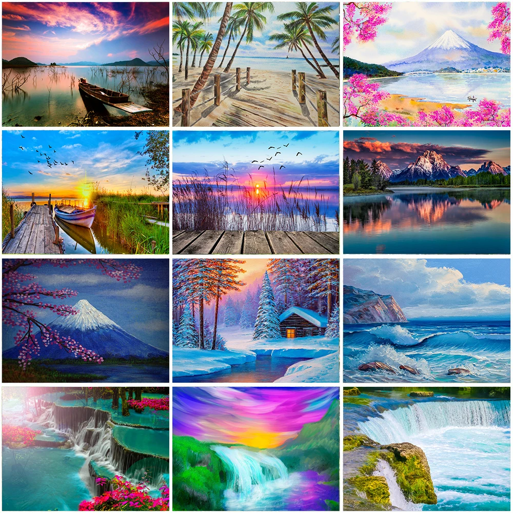 

Natural Scenery 5D Diamond Painting Full Diamond Embroidery For Home Decor DIY Gift Resin Rhinestone Mosaic Handicrafts