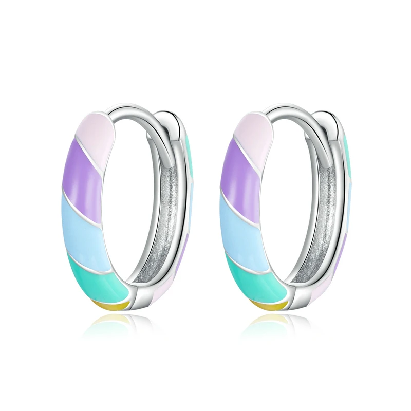 

Enamel Stripes Colorful Creative Hoops Earrings for Women Fashion Jewelry Bohemia Piercing Pendiente Ins Same Dangler Party Gift