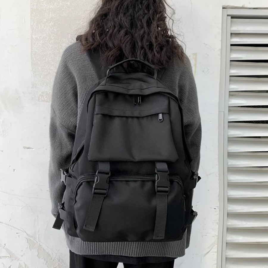 Simple Backpacks Large Capacity Travel Bag Solid Harajuku Student schoolbag Backpack Women Man bag Unisex High Street