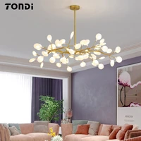 2022 nordic glass modern firefly led chandelier light tree branch pendant lamp indoor lighting decorative hanging lamp for home