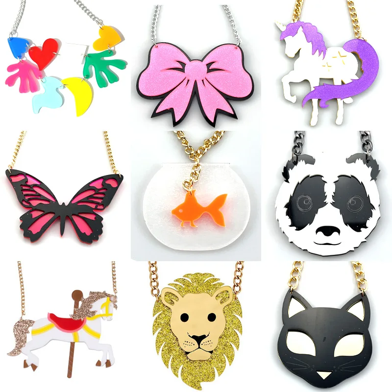 Женское акриловое ожерелье с подвеской в виде бабочки единорога розы | Украшения