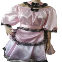 pink sexy low neck strap neck independent apron maid sissy dress cosplay costume customization