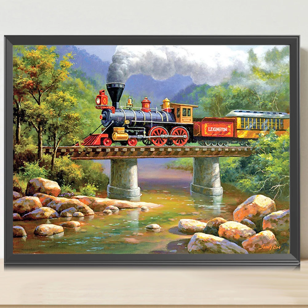 Набор для алмазной вышивки паровой поезд 40 х30 см