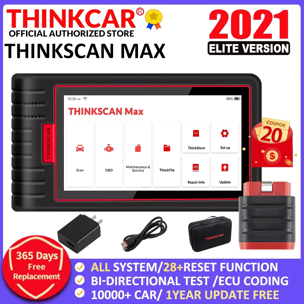 

Сканер Thinkcar Thinkscan Max OBD2, профессиональный полнофункциональный диагностический сканер OBD 2 для кодирования ECU