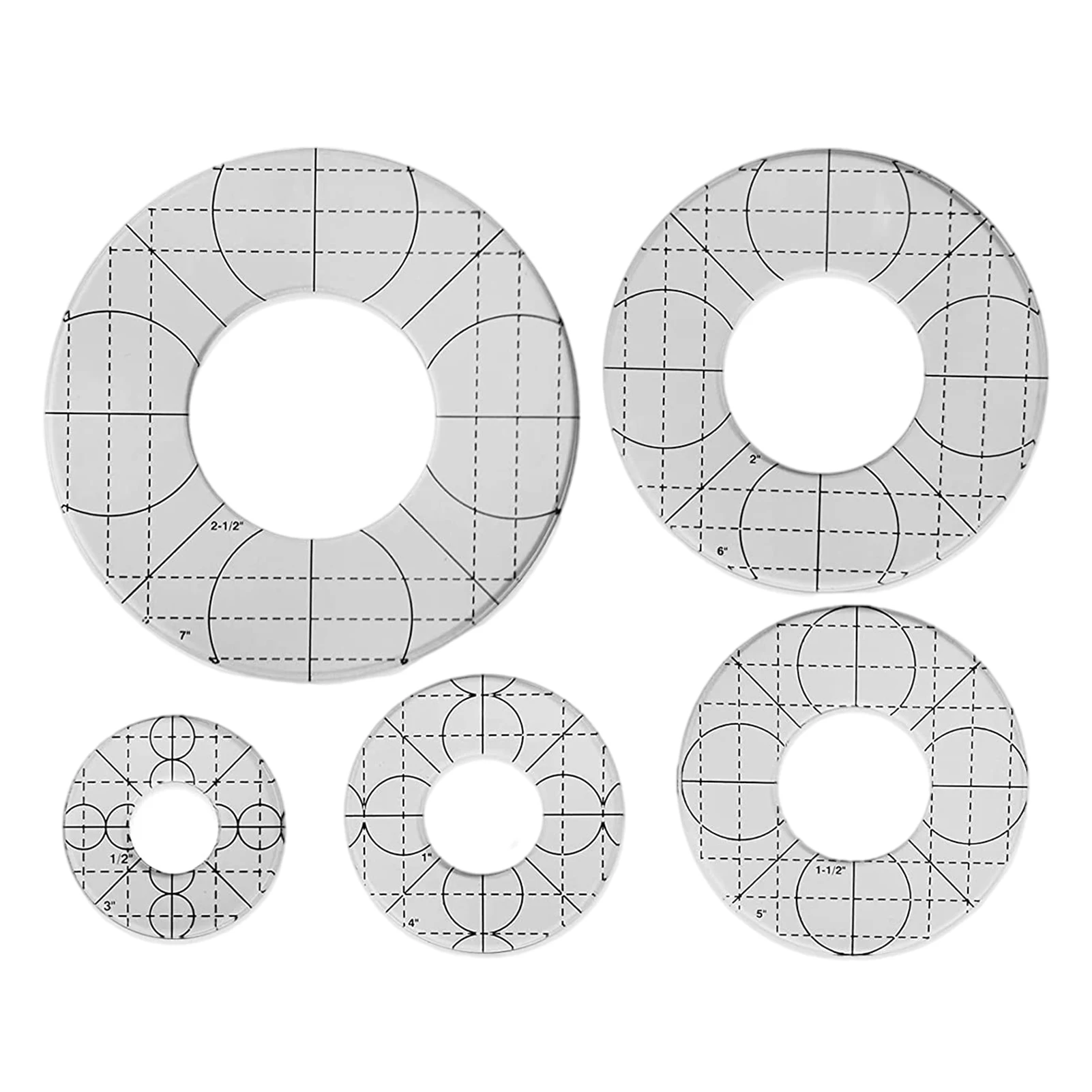 

5pcs Perfect Circles Templates Quilting Frames Non-Slip Sewing Rulers Diy Hand Quilting Tools For Home Commercial Easy To Hold
