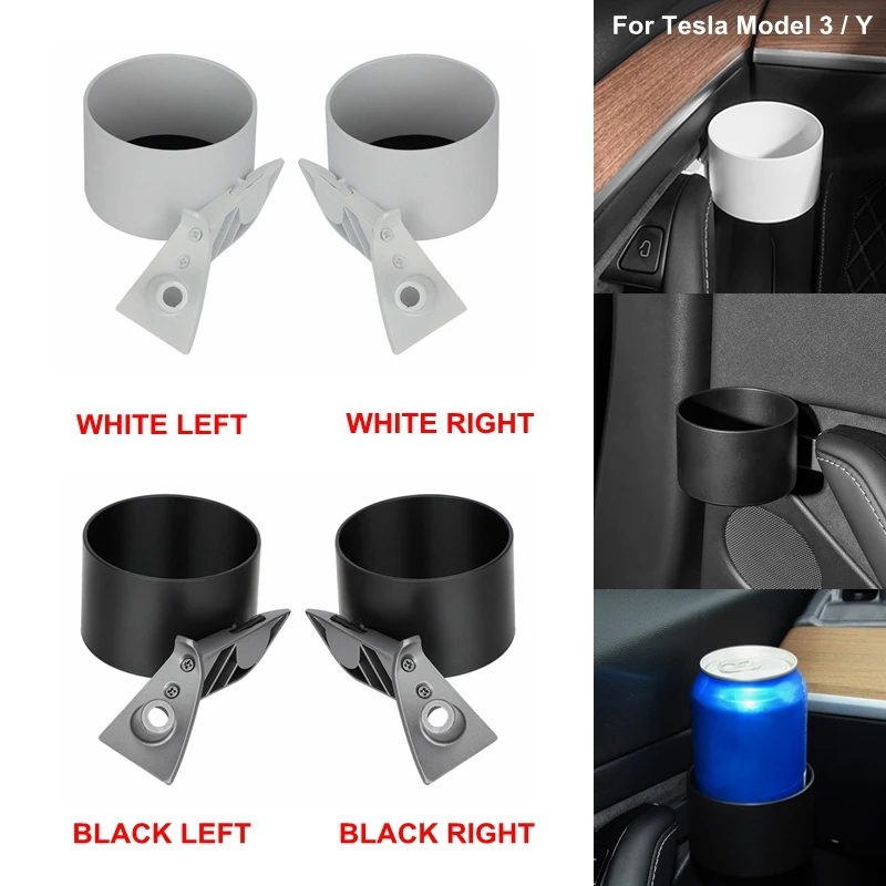 For Tesla Model 3 Y Car Cup Holder Vehicle Storage Box Auto Interior Door Mount Drink Rank Coffee Water Bottle Stand Black White