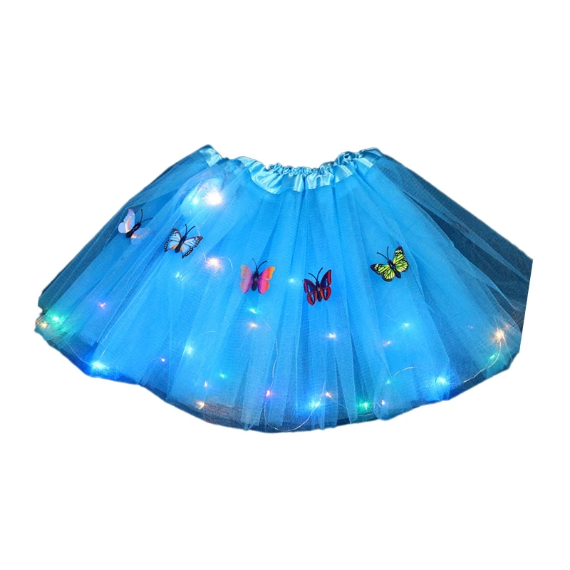 

Children Kids Girls LED Ballet Skirts Elastic Mesh Tutu Dress Gymnastics Dancing Skirt Princess Pettiskirts QX2D