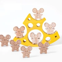 new baby toy wooden mouse cheese building block puzzle toys montessori educational balance build skill game for children gift