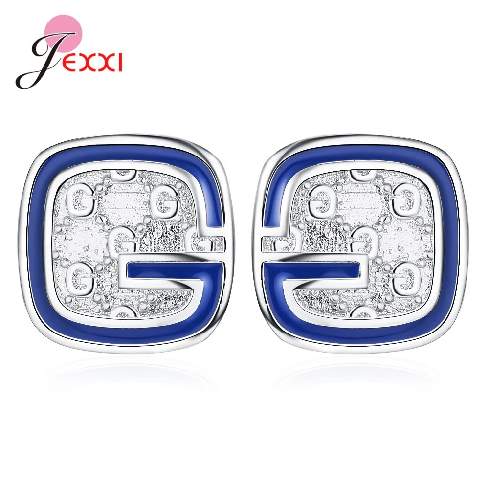 

925 Sterling Silver Square Capital Letter G Shape Earrings Exquisite Jewelry Anniversary Engagement Present Wholesale