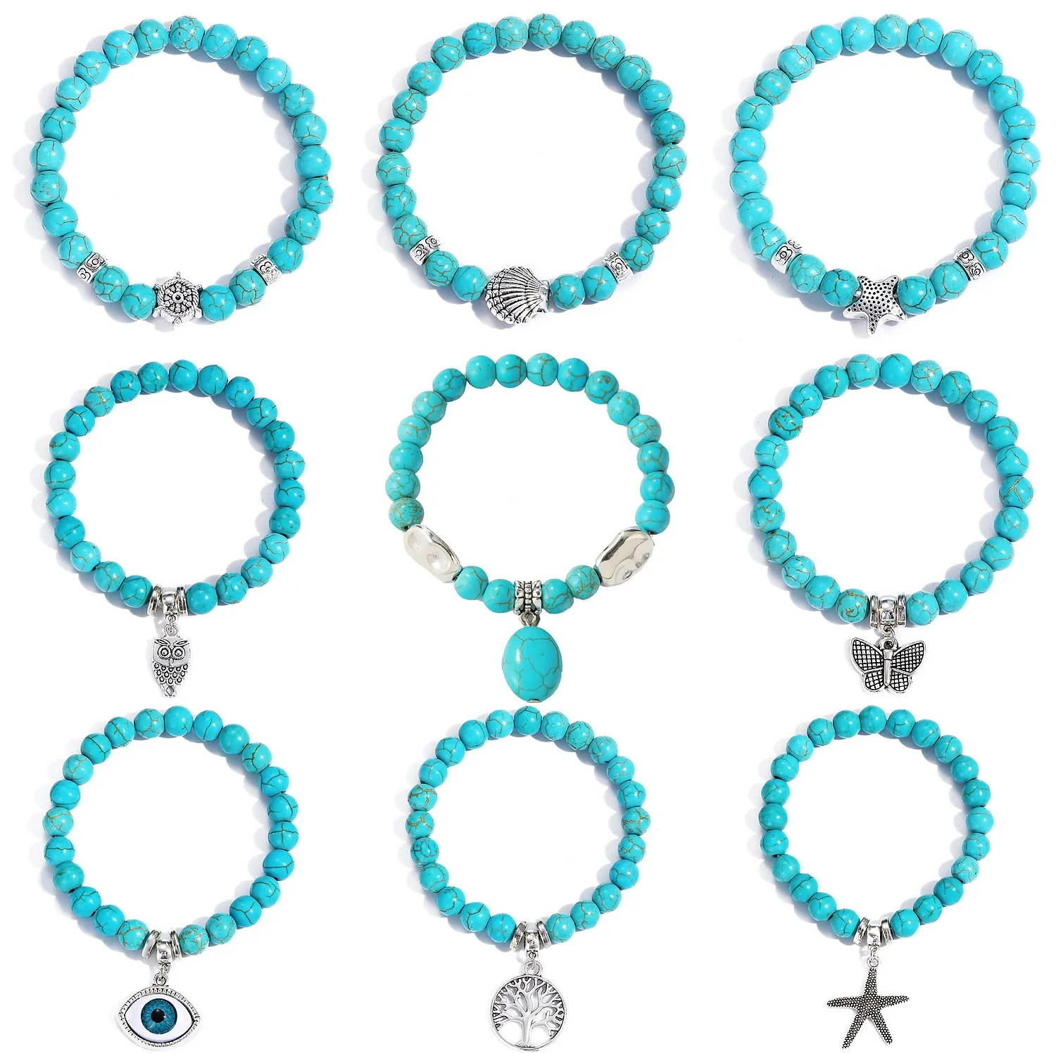 

Natural Stone Beads Bracelets Turquoises Couple Bracelets Natural Jewelry Bracelet Hand Chain Gift for Women