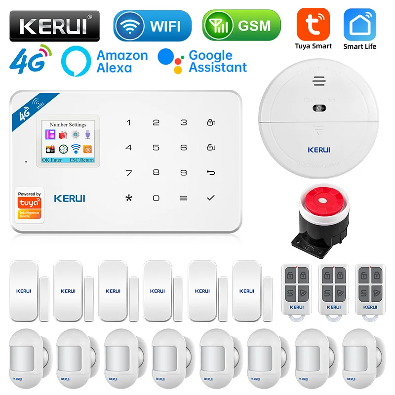 

KERUI W184 GSM 4G WIFI Security Protection Tuya APP Smart Home Alarms Anti Theft Security Alarm Alarm System Kit 6 Languages