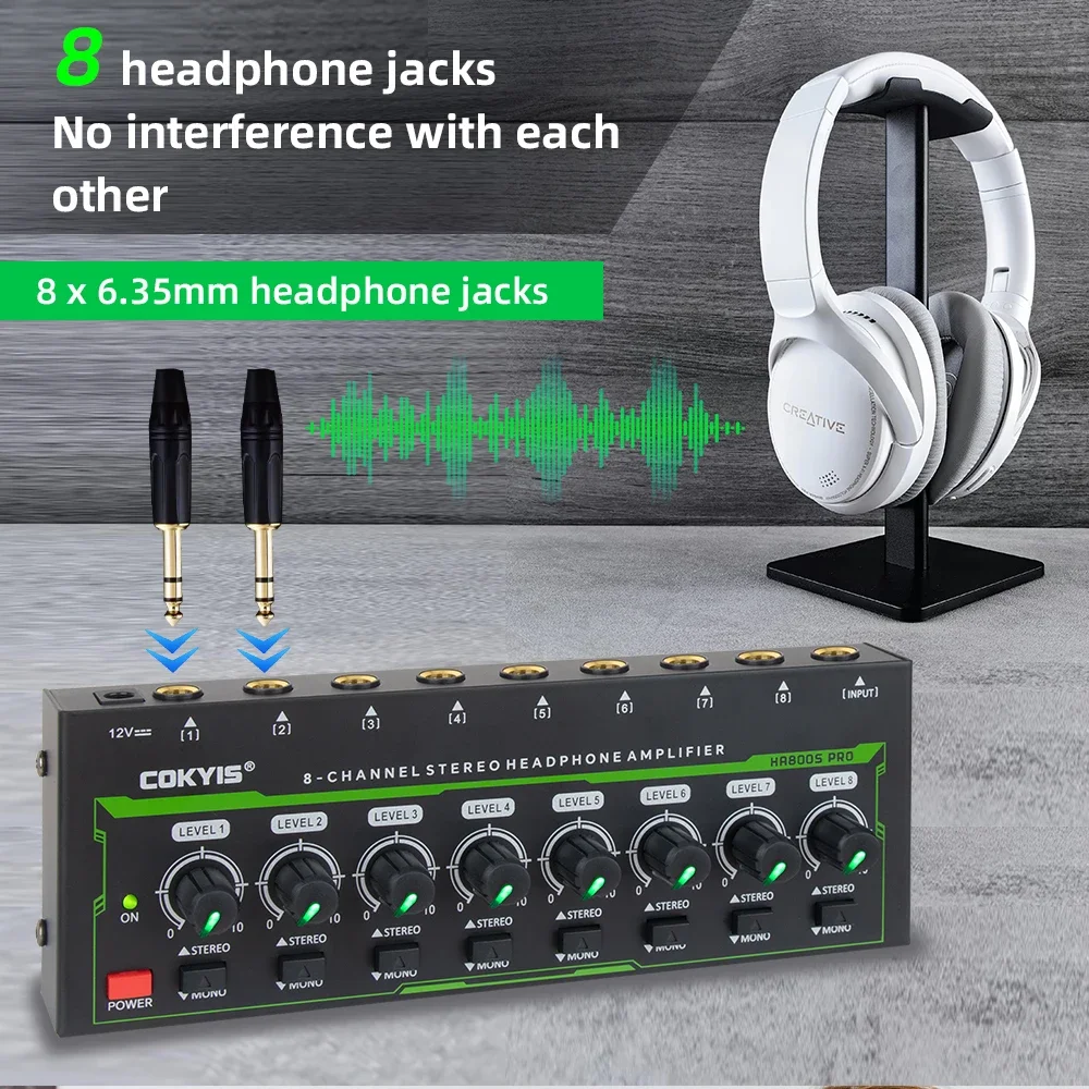 HA800 PRO 8-канальный усилитель для наушников аудиоусилитель ультракомпактный