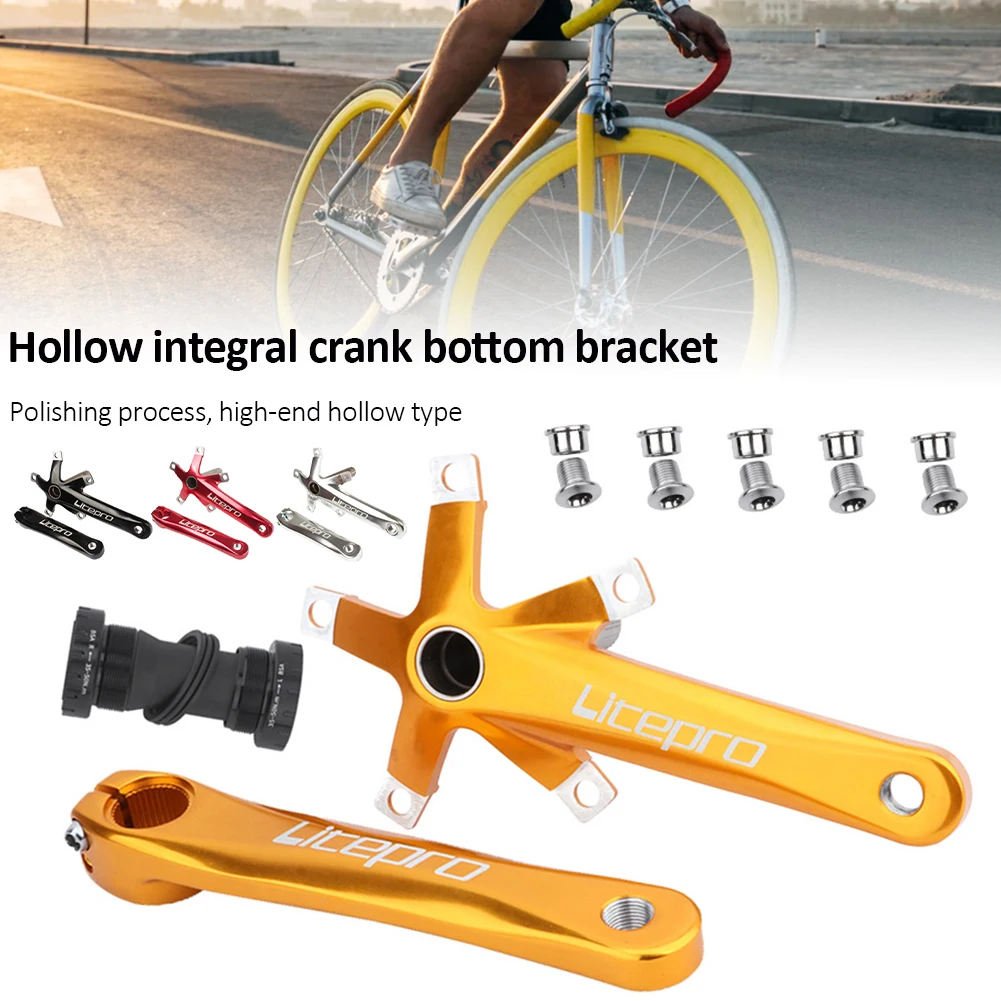 

High-quality Folding Bicycle Hollow Crankset 170MM Aluminum Alloy Hollow Integrated Crank 130BCD Crank Bike Accessories