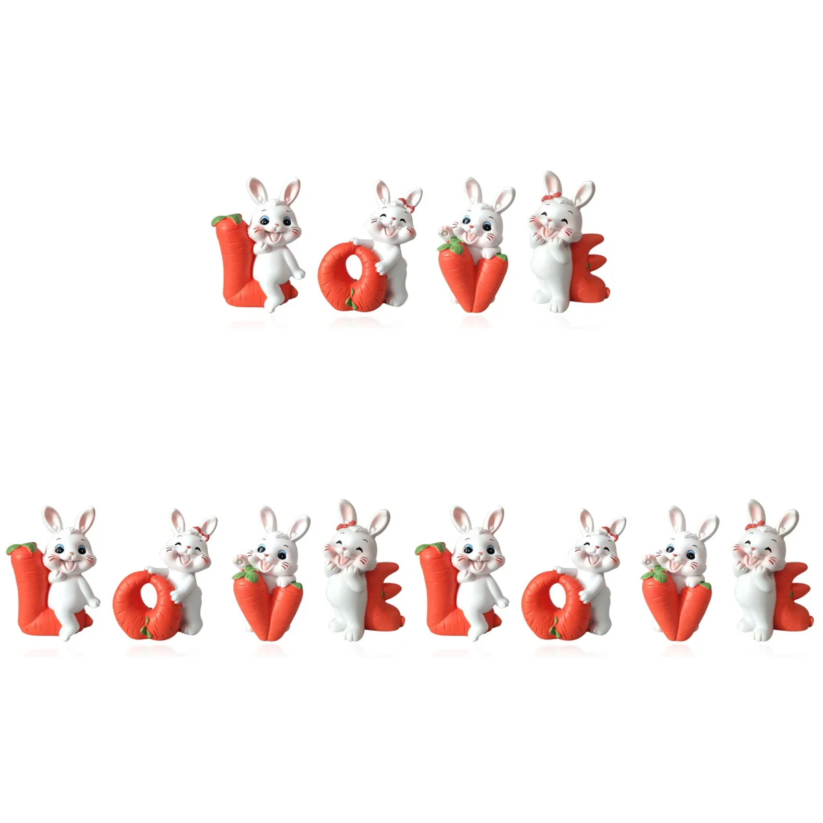

12 pcs Resin Bunny Ornaments Micro Landscaping Decorations Garden Rabbit Decors