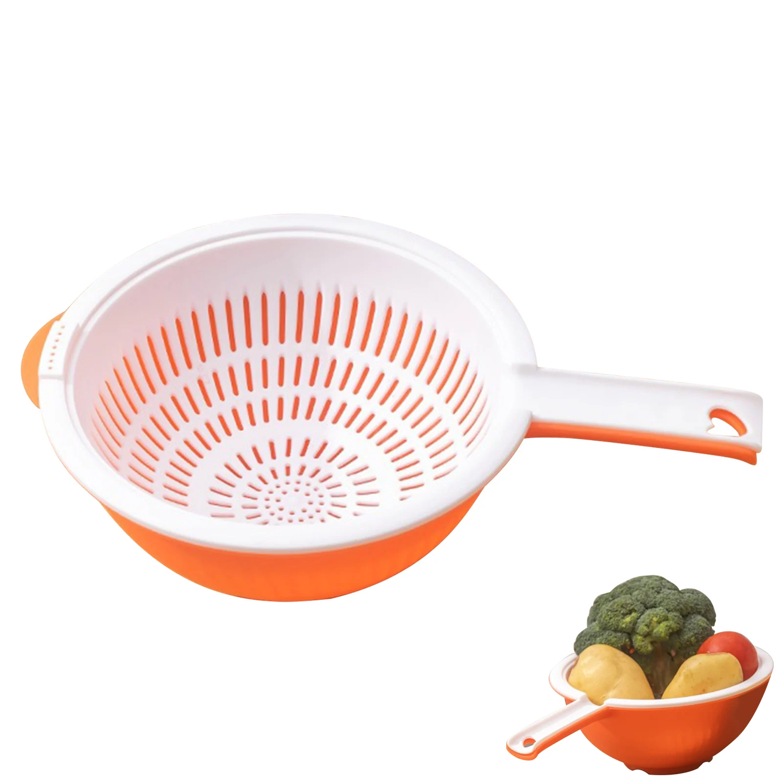 

Double-Layer Colander Set Double-Layer Vegetable And Fruit Strainer Washing Basin Double-Layer Colander And Bowl Set Kitchen