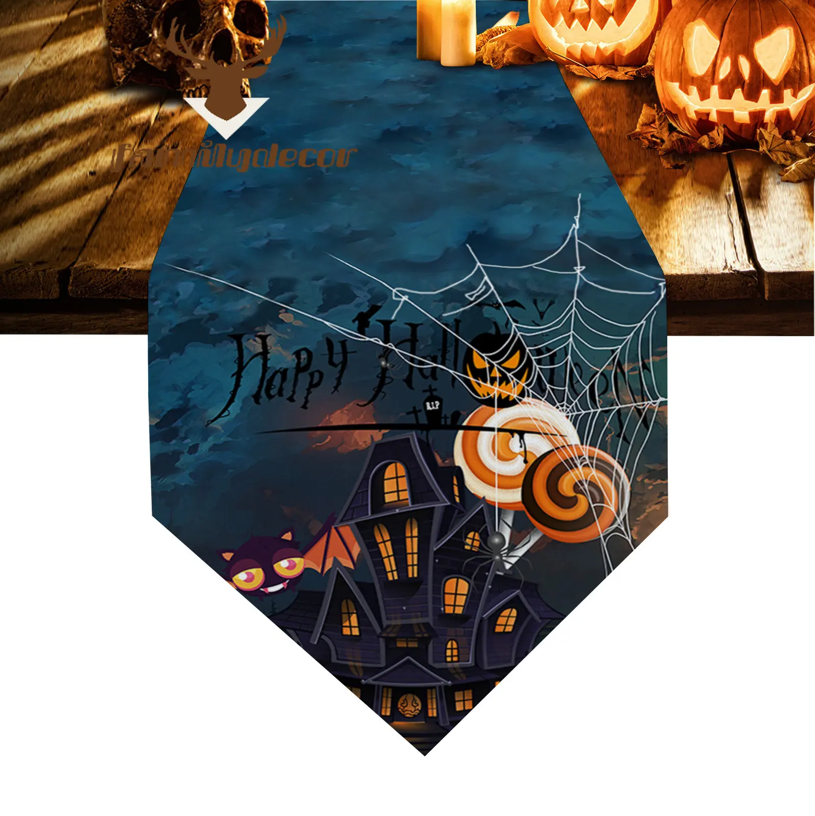 

Современная настольная дорожка «летучая мышь» на Хэллоуин, свадебное украшение, скатерть для дома, отеля вечерние вечеринки, обеденный сто...