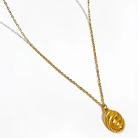 perisbox so cute gold color bread pendant necklace for women titanium steel minimalist layered necklace jewelry 2021 trendy
