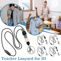 teacher lanyards for id badges silicone beaded lanyard necklace nurse staff office worker tag lanyard keychain card clip pe i4m7