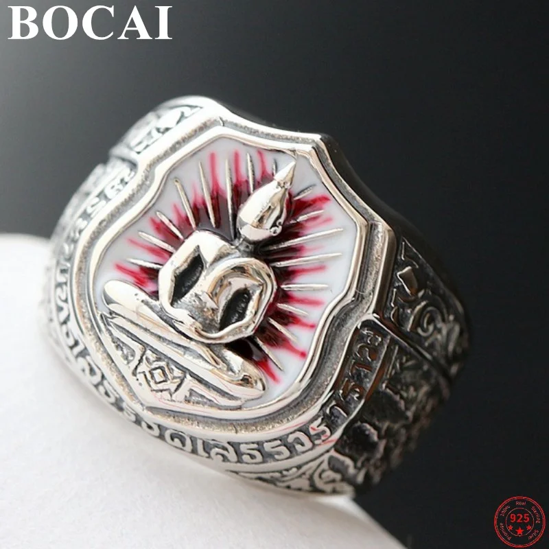 

BOCAI S925 Sterling Silver Ring for Men and Women 2022 Popular Retro Hand Ornaments Pure Argentum Buddhist Amulet Jewelry