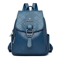 fashion school backpack for women 2022 high quality pu leather rucksack large capacity travel diamond lattice female bag mochila