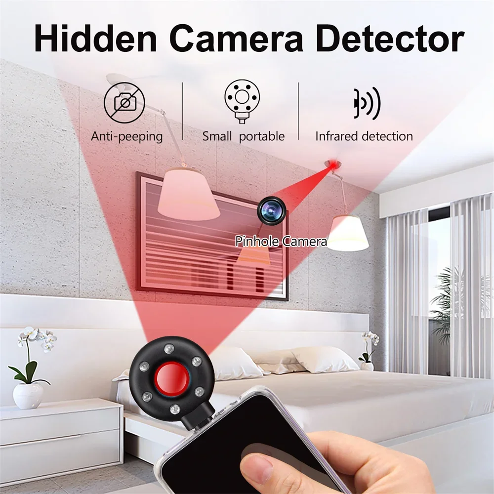 USB-C Anti Candid Camera Detector For Outdoor Travel Hotel Rental Anti-Theft LED IR Alarm Hidden Portable