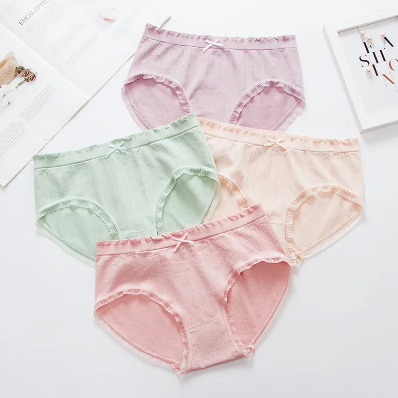 

Japanese Lace Seamless Panties Ladies Mid Waist Cotton Crotch Antibacterial Briefs Lingerie Femme Cotton Underwear Women
