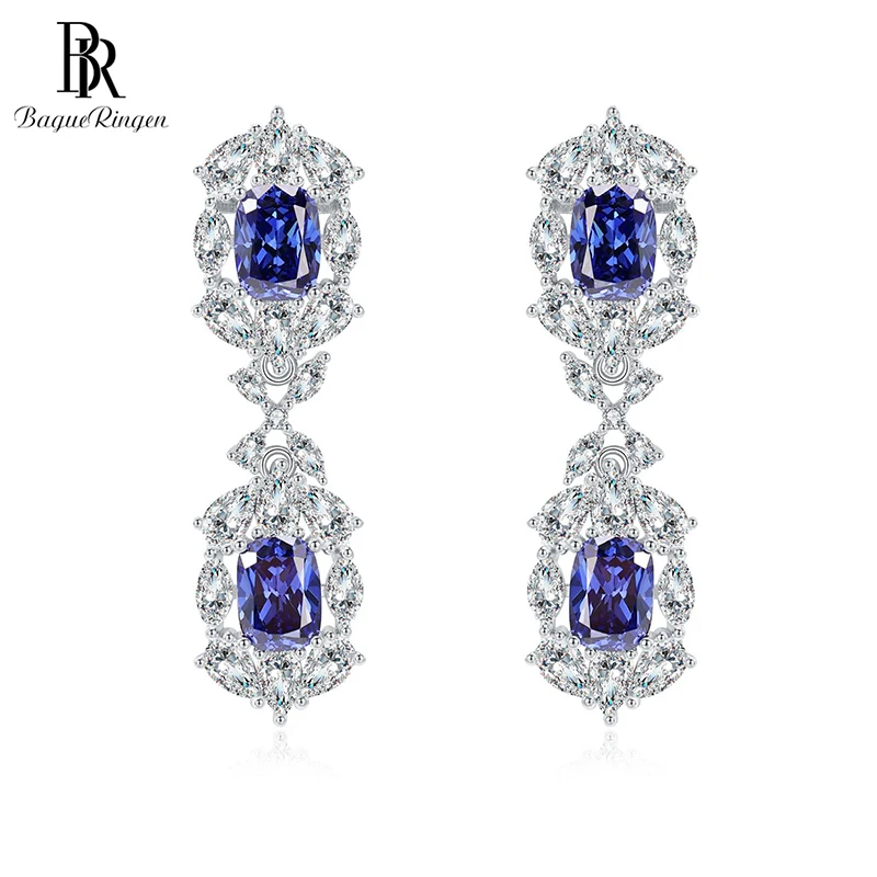 

Bague Ringen 100% 925 пробы серебряные серьги с муассанитом и драгоценным камнем, Висячие Коктейльные серьги, Изящные Ювелирные изделия, оптовая продажа