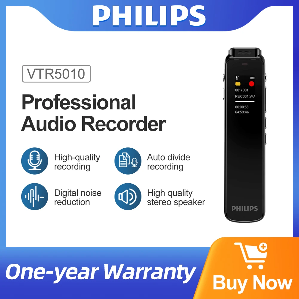 

PHILIPS Voice Recorder Professional Audio Recorder Digital Noise Reduction Long Battery Life High Quality Speaker 16GB 32GB