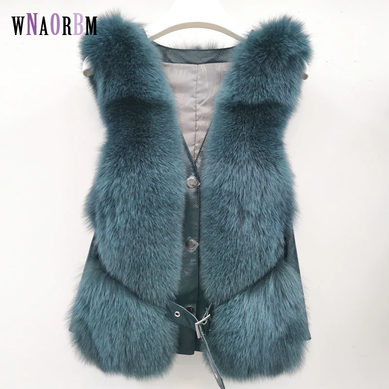 Latest fashion design Women's Winter Real Fur Coat High Quality Natural Fox Fur Vest  Luxurious Warm Sleeveless 4 colors jacket