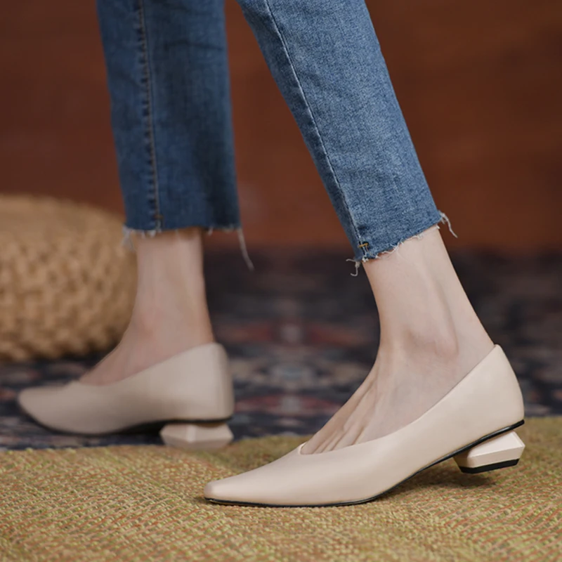 

Shoes Woman 2022 Modis Casual Female Sneakers Flats Square Toe Shallow Mouth Soft Low Heels New Grandma Cute On Heels Dress Comf