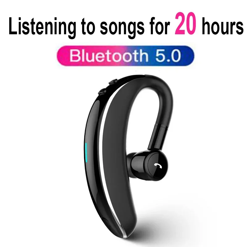 Фото Беспроводные наушники Bluetooth-вкладыши с микрофоном громкой связи для вождения спортивные ушные крючки V7 с шумоподавлением регулировка громкости наушников №2