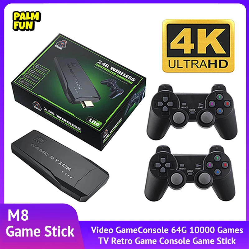 Консоль для видеоигр M8 64 Гб Встроенные игры ретро портативная игровая консоль беспроводной контроллер подарки на Рождество для детей