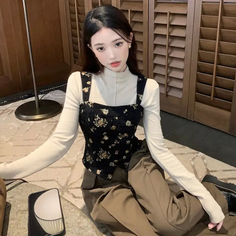 Жаккардовая майка Xian однотонный стильный комплект из трех предметов Свободные