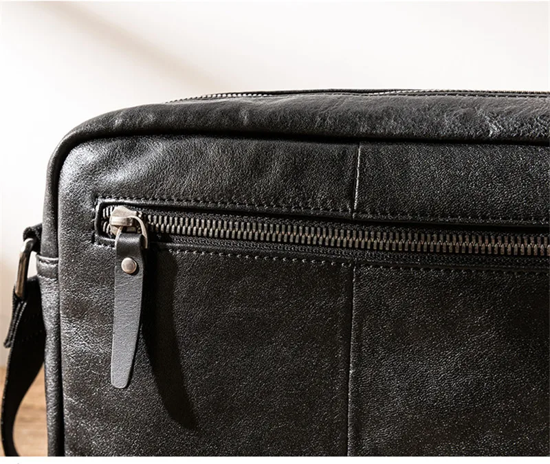 Simple casual luxurious natural genuine leather men's Joker shoulder messenger bag vegetable tanned cowhide youth black parcel