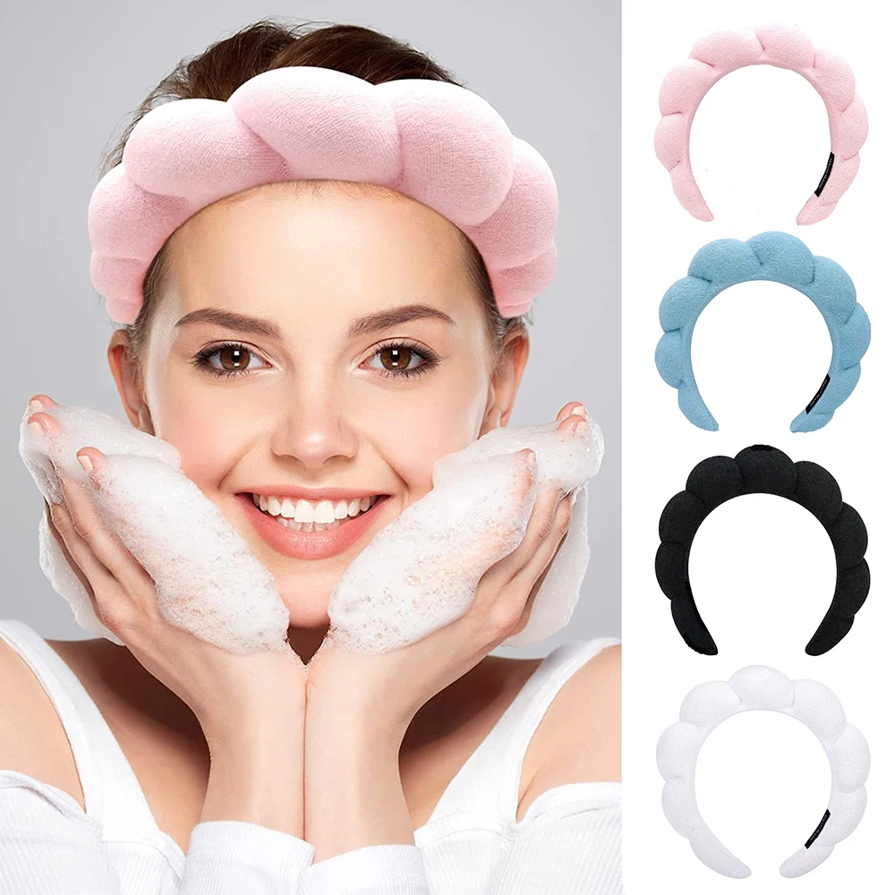 Fashion Multi-Color Twist Sponge Hair Hoop Simple Soft Cloth Spa Hairband for Women Girls Makeup Washing Face Bath Headband Gift
