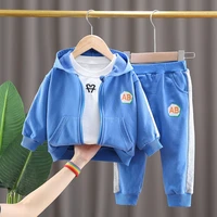 luxury baby boy clothes 2 to 3 years casual hooded hoodies outwear jacket t shirts pants 3pcs infant outfits sets kids suits