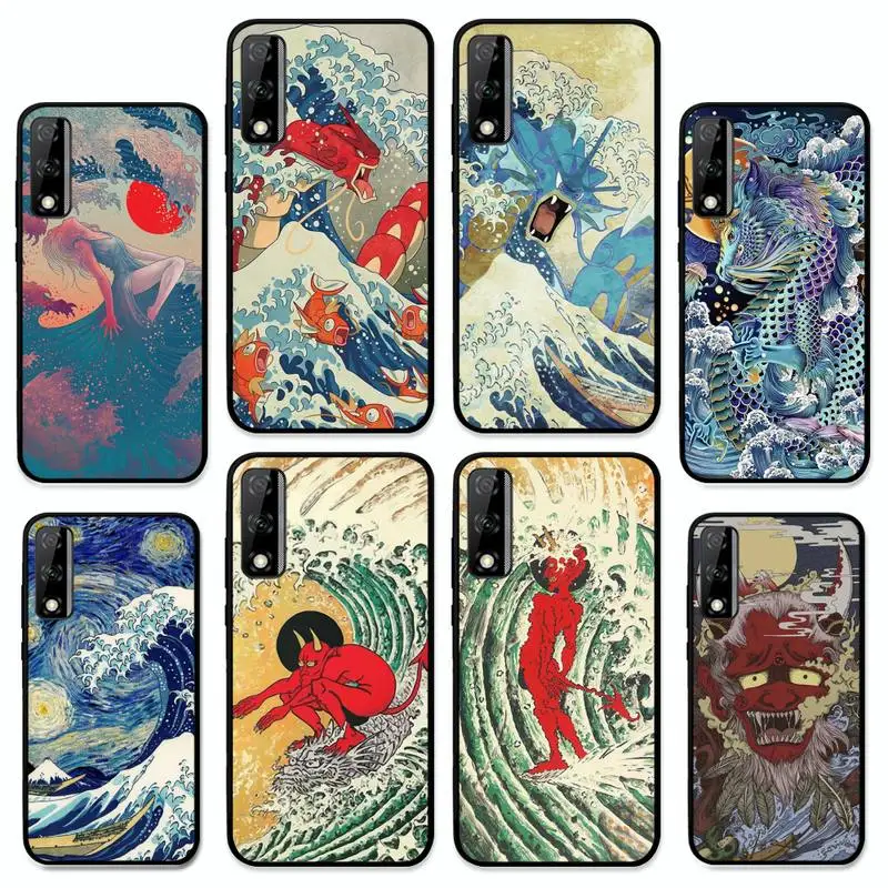 

Japanese Wave Anime Dragon Phone Case for Huawei Y 6 9 7 5 8s prime 2019 2018 enjoy 7 plus
