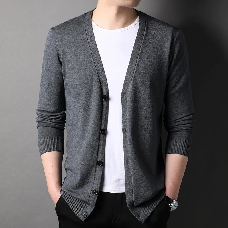 

Spring and Autumn New Knitted Cardigan Youth Fashion Casual Single Breasted Slim Fit Big V-neck Sweater Jacket