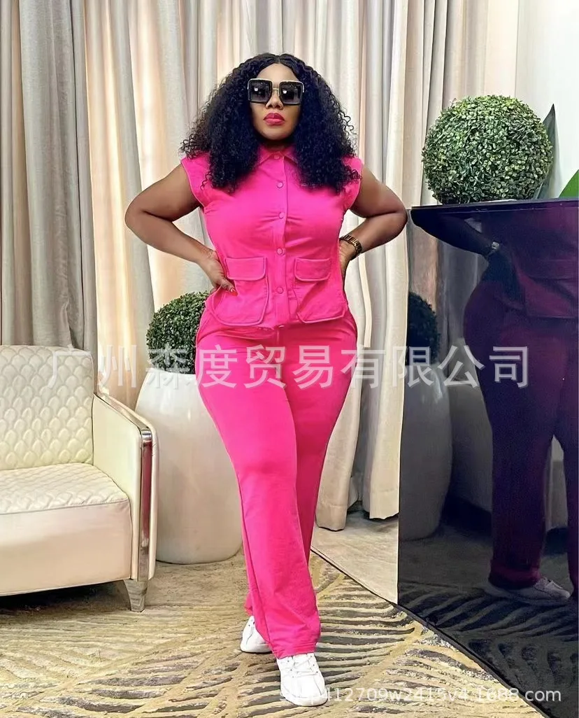 

Two Piece Pant Sets Women 2023 Summer V Neck Vest Elegant Sleeveless Solid Top Suit Long Trousers Outfits Office Ladies