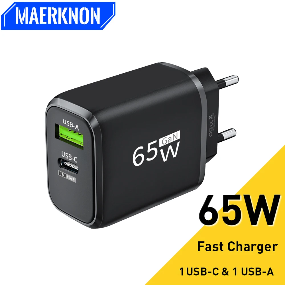 

65W USB PD Fast Charger Type C Quick Charge 3.0 Wall Adapter For iPhone 15 14 Samsung Xiaomi Portable Mobile Phone USB C Charger