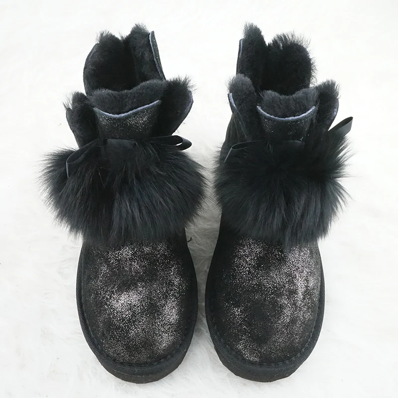 

2023 Натуральная шерсть подкладка Мода 100% натуральная воловья кожа снегоступы классические женские сапоги теплая зимняя обувь для женщин 43 размер