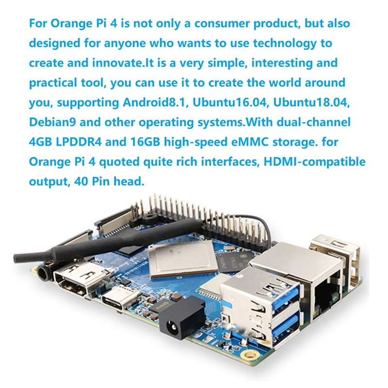 

For Orange Pi 4 Development Board+13MP Camera Rockchip RK3399 4GB+16GB 2.4/5G WiFi+BT5.0 Run Android8.1 Ubuntu