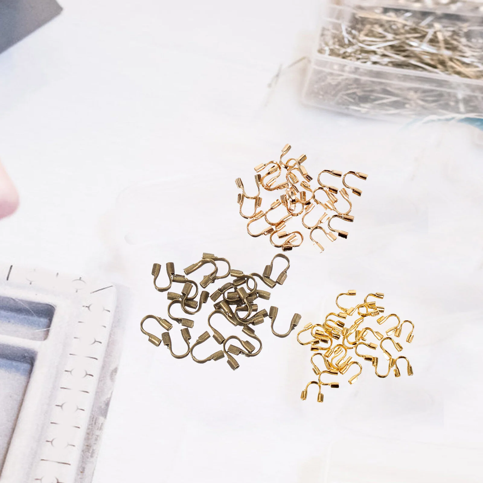 600 Pcs Safety Mask Beaded Choker Wire Guards DIY Crimp Crafts Jewelry Crimping Beads Making Earring Metal Covers Accessories