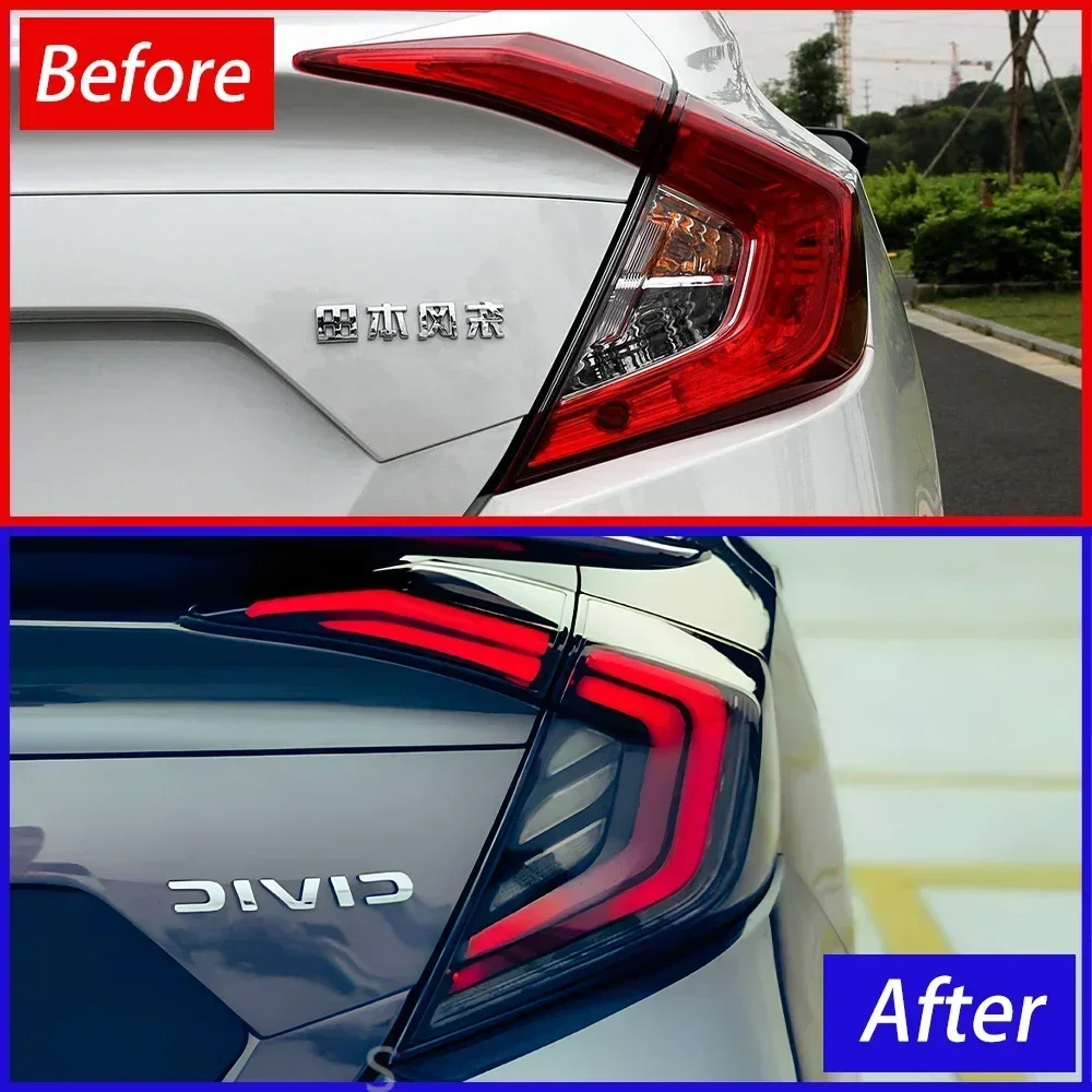 Фото Для Honda Civic X 10th FC FK7 FK8 2016-2021 Авто задние задние фонари в сборе Обновление светодиодного динамического сигнала Автомобильные задние фонари Аксессуары №2