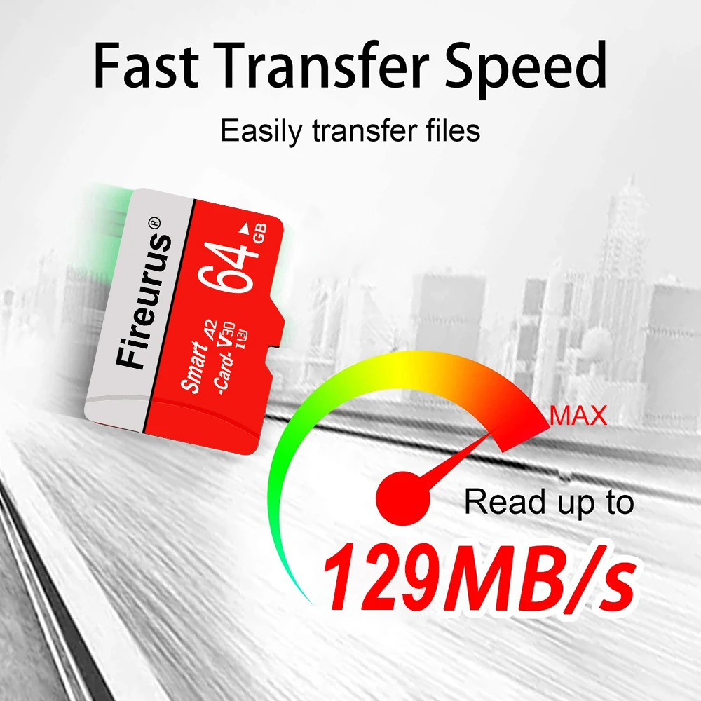 

64GB Micro SD Card Flash Card with Adapter - Writing Speed: 30-80M/s;Reading Speed:40-129M/s,V30, A1, U1,C10, High Speed TF Card