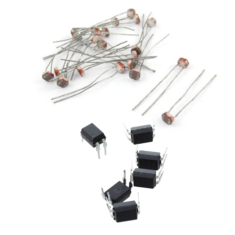 

30 Pcs Fittings: 20 Pcs 50-100K Ohm Photoresistor Photo Resistors & 10 Pcs 4 DIP Optocoupler IC 817C
