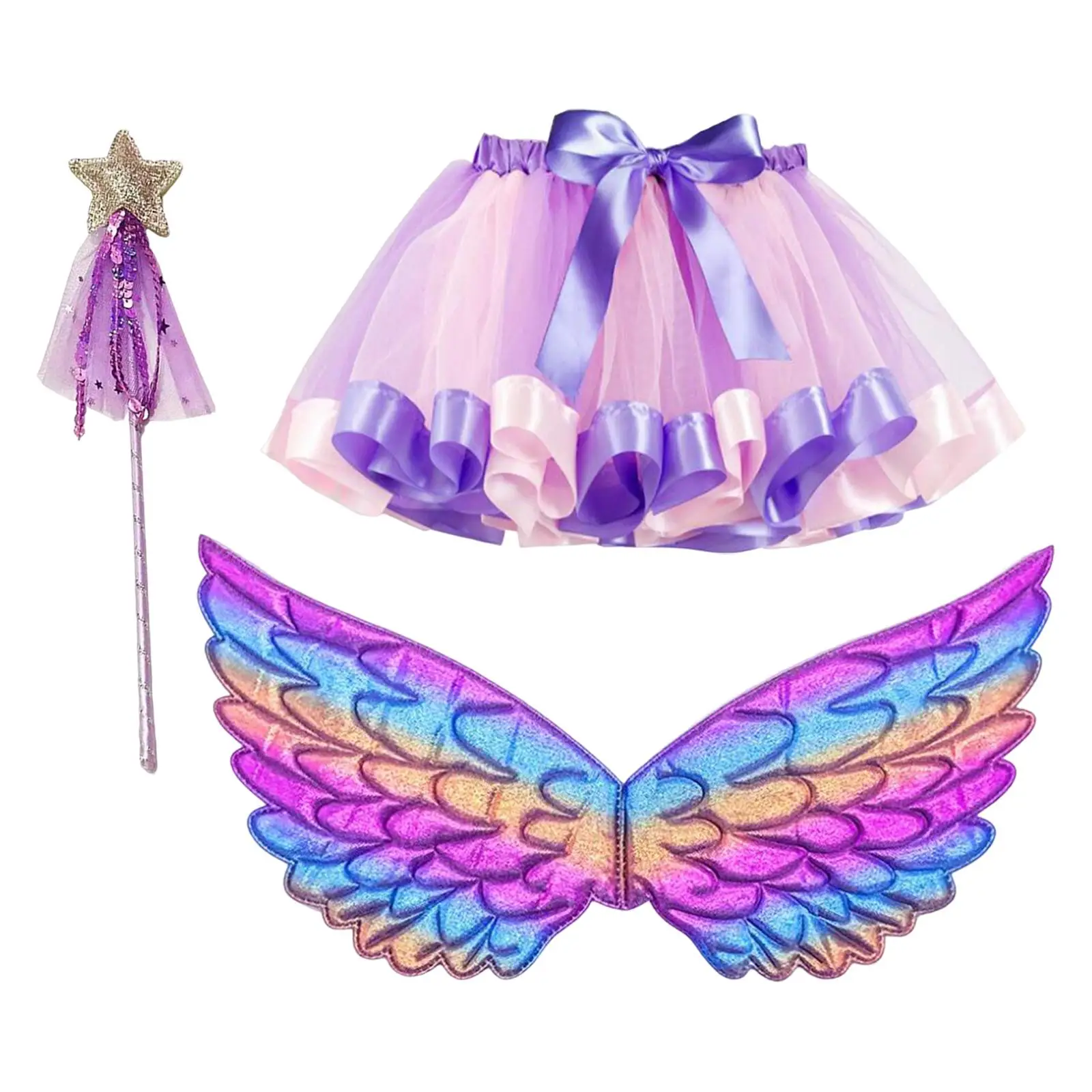 

Girls Fairy Costume Set with Wing And for Photography Prop Role Play