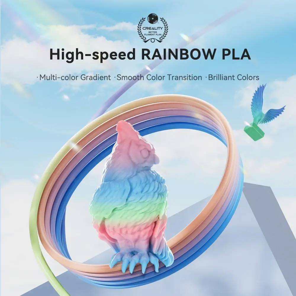 Фото Радужная нить Creality Hyper PLA 1,75 мм, 1 кг, многоцветные высокоскоростные печатные материалы с градиентом для принтеров FDM №2